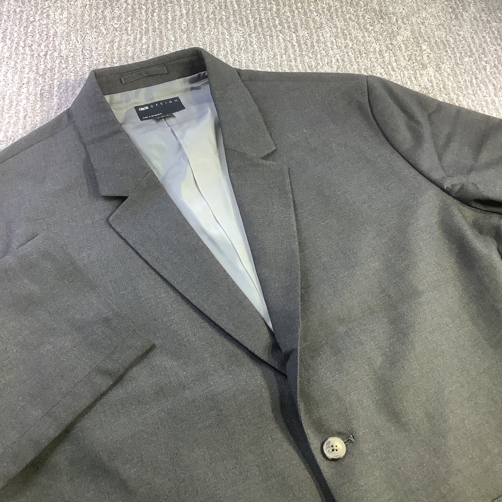 Asos Design Mens Charcoal Grey Two Button Suit Jacket Blazer Size 42 Reg NWOT